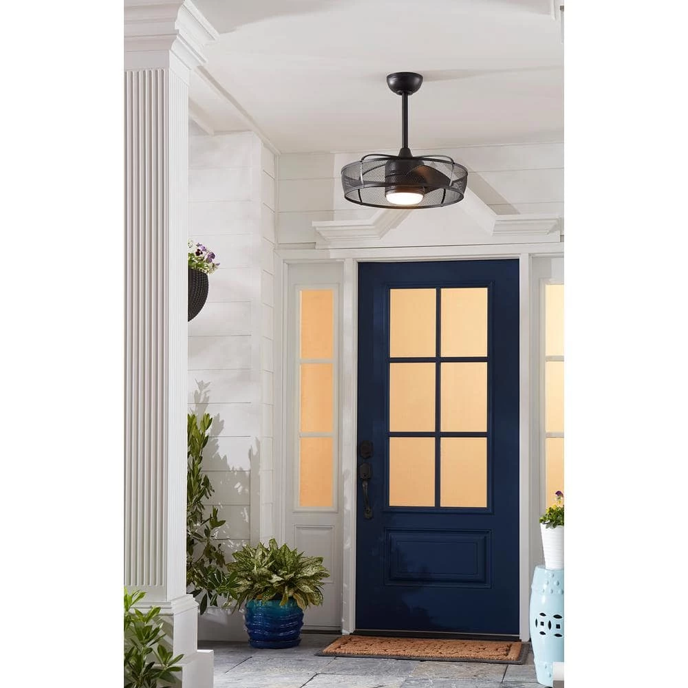 Henry 20 in. Integrated LED Indoor/Outdoor Black Ceiling Fan with Opal Frosted Glass Light Kit and Remote Control by FANIMATION 2 Henry 20 in. Integrated LED Indoor/Outdoor Black Ceiling Fan with Opal Frosted Glass Light Kit and Remote Control by FANIMATION - Image 2