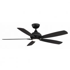 Doren 52 in. Integrated LED Black Ceiling Fan with Opal Frosted Glass Light Kit and Remote Control by FANIMATION