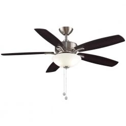 Aire Deluxe 52 in. Brushed Nickel Ceiling Fan with Cherry/Dark Walnut Blades and LED Bowl Light Kit by FANIMATION