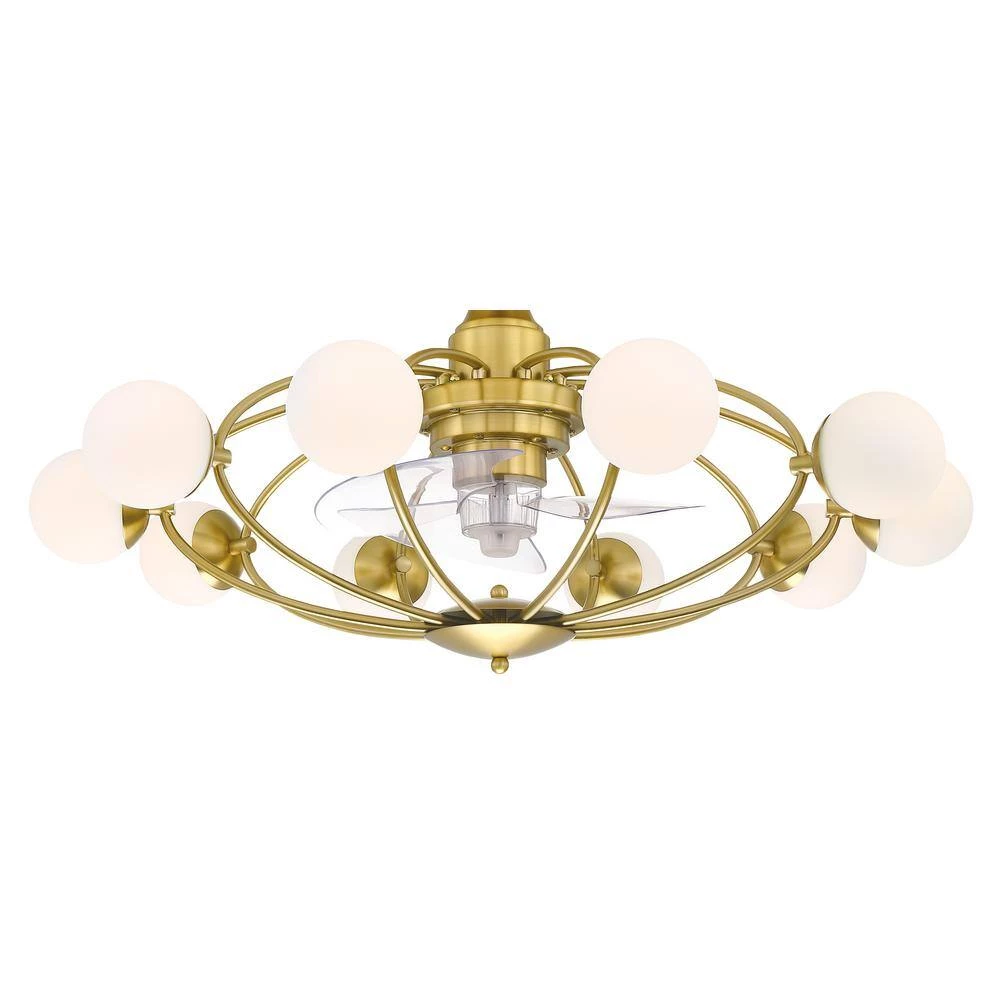 Kerring 32 in. Indoor Brushed Satin Brass Ceiling Fan with Light Kit by FANIMATION 2 Kerring 32 in. Indoor Brushed Satin Brass Ceiling Fan with Light Kit by FANIMATION - Image 2