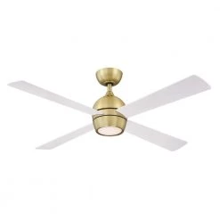 Kwad 52 in. Integrated LED Brushed Satin Ceiling Fan with Opal Frosted Glass Light Kit and Remote Control by FANIMATION