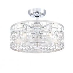 Klout 22 in. Indoor Chrome with Brushed Nickel Cage Ceiling Fan with Light Kit by FANIMATION