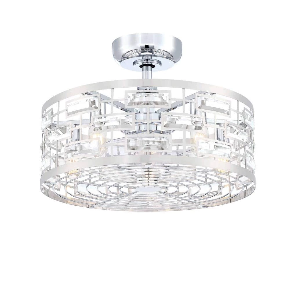 Klout 22 in. Indoor Chrome with Brushed Nickel Cage Ceiling Fan with Light Kit by FANIMATION 1 Klout 22 in. Indoor Chrome with Brushed Nickel Cage Ceiling Fan with Light Kit by FANIMATION