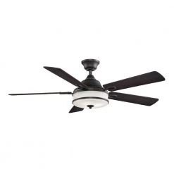 Stafford 52 in. Dark Bronze Ceiling Fan with Light Kit and Remote Control by FANIMATION