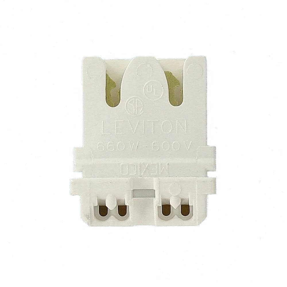 660W Medium Base T8 Bi-Pin Low Profile Slide-On Straight-In Double Edge Standard Fluorescent Lampholder, White by Leviton 2 660W Medium Base T8 Bi-Pin Low Profile Slide-On Straight-In Double Edge Standard Fluorescent Lampholder, White by Leviton - Image 2