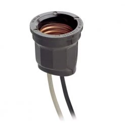 660W Phenolic Pan Medium Base Keyless Incandescent Lampholder, White by Leviton