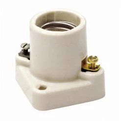 660W Medium Base One-Piece Single Circuit Keyless Pony Cleat Unglazed Porcelain Incandescent Lampholder, White by Leviton