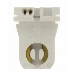 660W Medium G13 Bi-Pin Low Profile Slide-On Turn-Type Shunted Standard Fluorescent Lampholder, White by Leviton