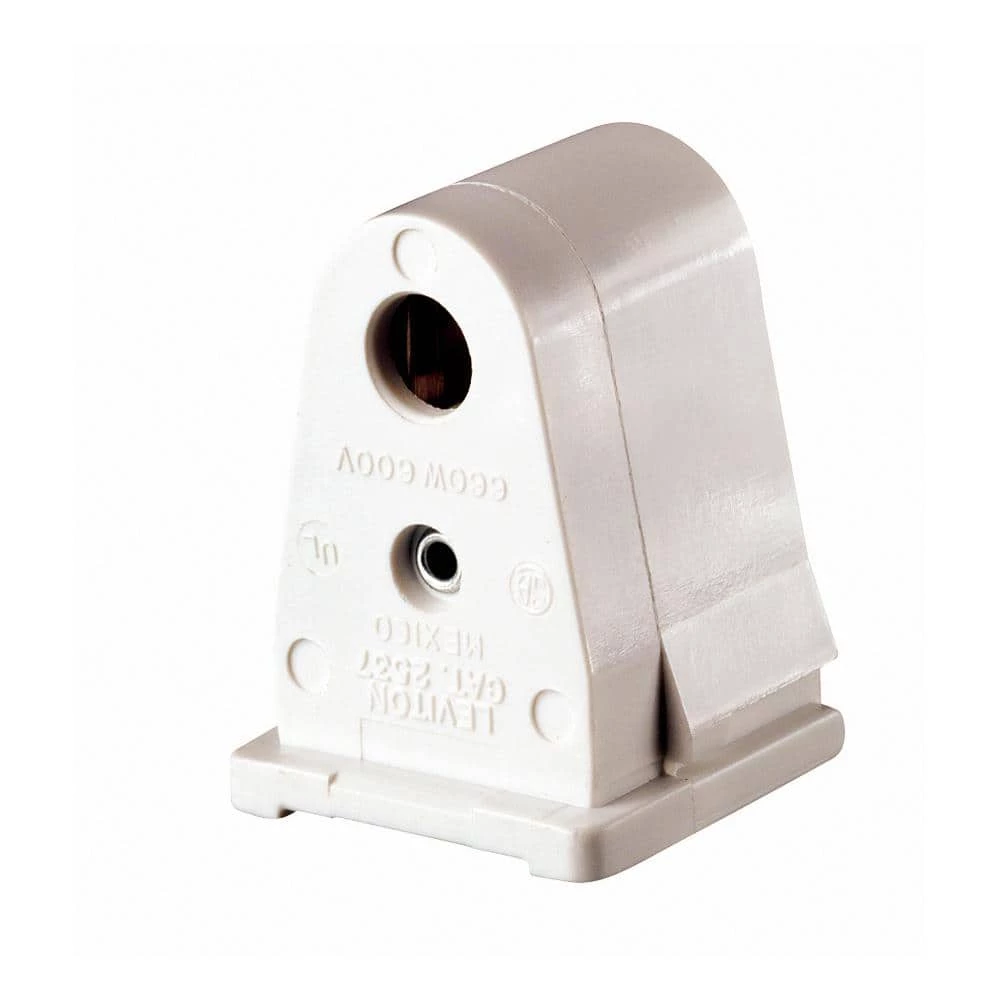 660-Watt White Slimline Base Single Pin Pedestal Slide-On Lock-On Stationary Standard Fluorescent Lampholder by Leviton 1 660-Watt White Slimline Base Single Pin Pedestal Slide-On Lock-On Stationary Standard Fluorescent Lampholder by Leviton