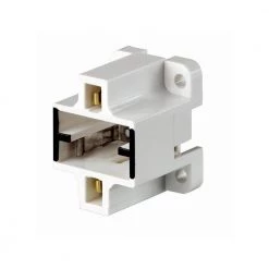 75W GX23 and GX23-2 Lamp Base 13W 2-Pin Screw-Down Compact Fluorescent Lampholder, White with Black by Leviton