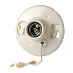 660W Medium Base One-Piece Single Circuit Keyless Box Mount Glazed Porcelain Incandescent Lampholder, White by Leviton