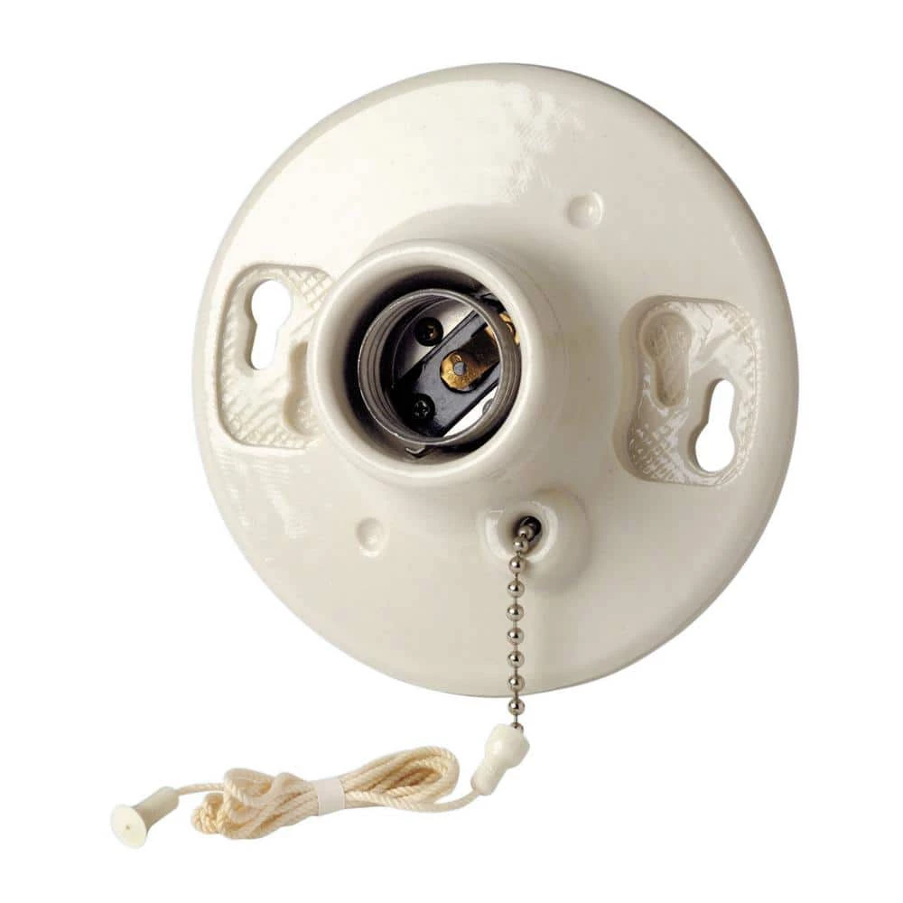 660W Medium Base One-Piece Single Circuit Keyless Box Mount Glazed Porcelain Incandescent Lampholder, White by Leviton 1 660W Medium Base One-Piece Single Circuit Keyless Box Mount Glazed Porcelain Incandescent Lampholder, White by Leviton
