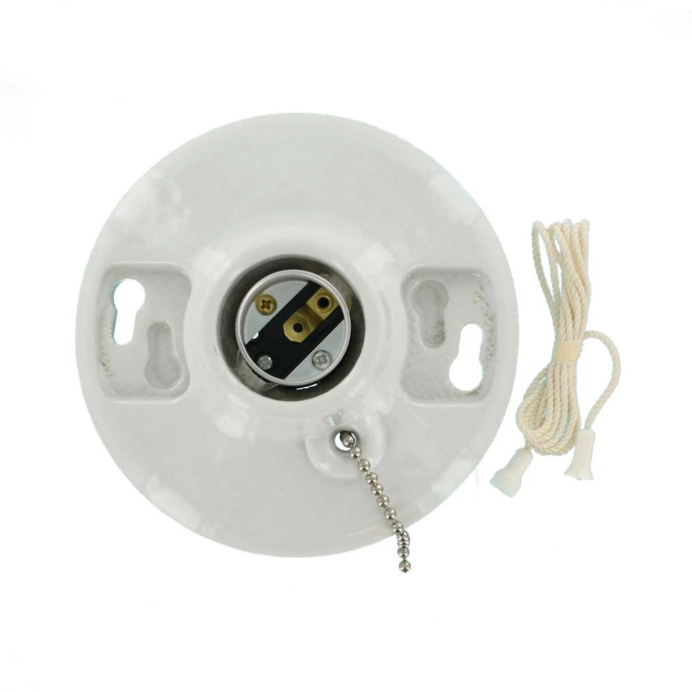 660W Medium Base One-Piece Single Circuit Keyless Box Mount Glazed Porcelain Incandescent Lampholder, White by Leviton 2 660W Medium Base One-Piece Single Circuit Keyless Box Mount Glazed Porcelain Incandescent Lampholder, White by Leviton - Image 2