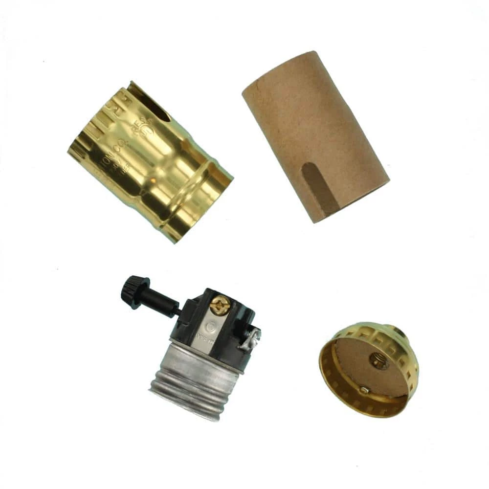 250W Medium Base 2-Circuit Turn Knob Brass Shell Incandescent Lampholder (For 3-Way Lamps), Brass by Leviton 5 250W Medium Base 2-Circuit Turn Knob Brass Shell Incandescent Lampholder (For 3-Way Lamps), Brass by Leviton - Image 5