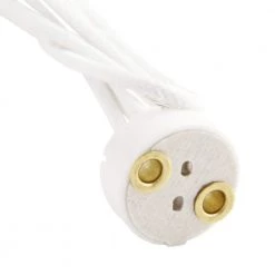 Miniature Bi-Pin Base Ceramic Body G4, G6.35, GY6.35, GX5.3 MR16 GZ4 MR11 Halogen Incandescent Lampholder, White by Leviton -FANIMATION Shop leviton lamp accessories 80054 44 1000