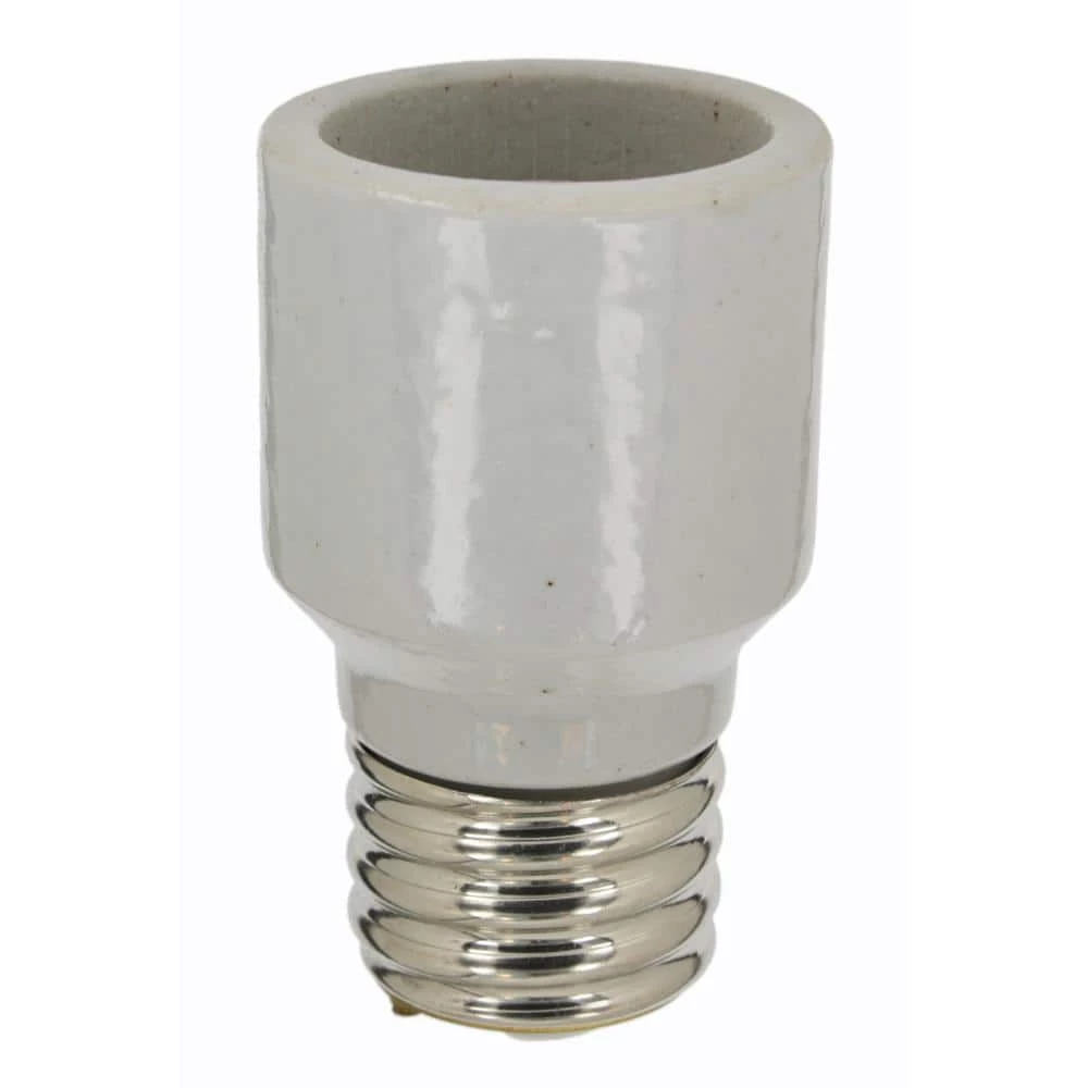1500W Mogul-Mogul Base One-Piece Glazed Porcelain Adapter/Extender Incandescent Lampholder, White by Leviton 1 1500W Mogul-Mogul Base One-Piece Glazed Porcelain Adapter/Extender Incandescent Lampholder, White by Leviton