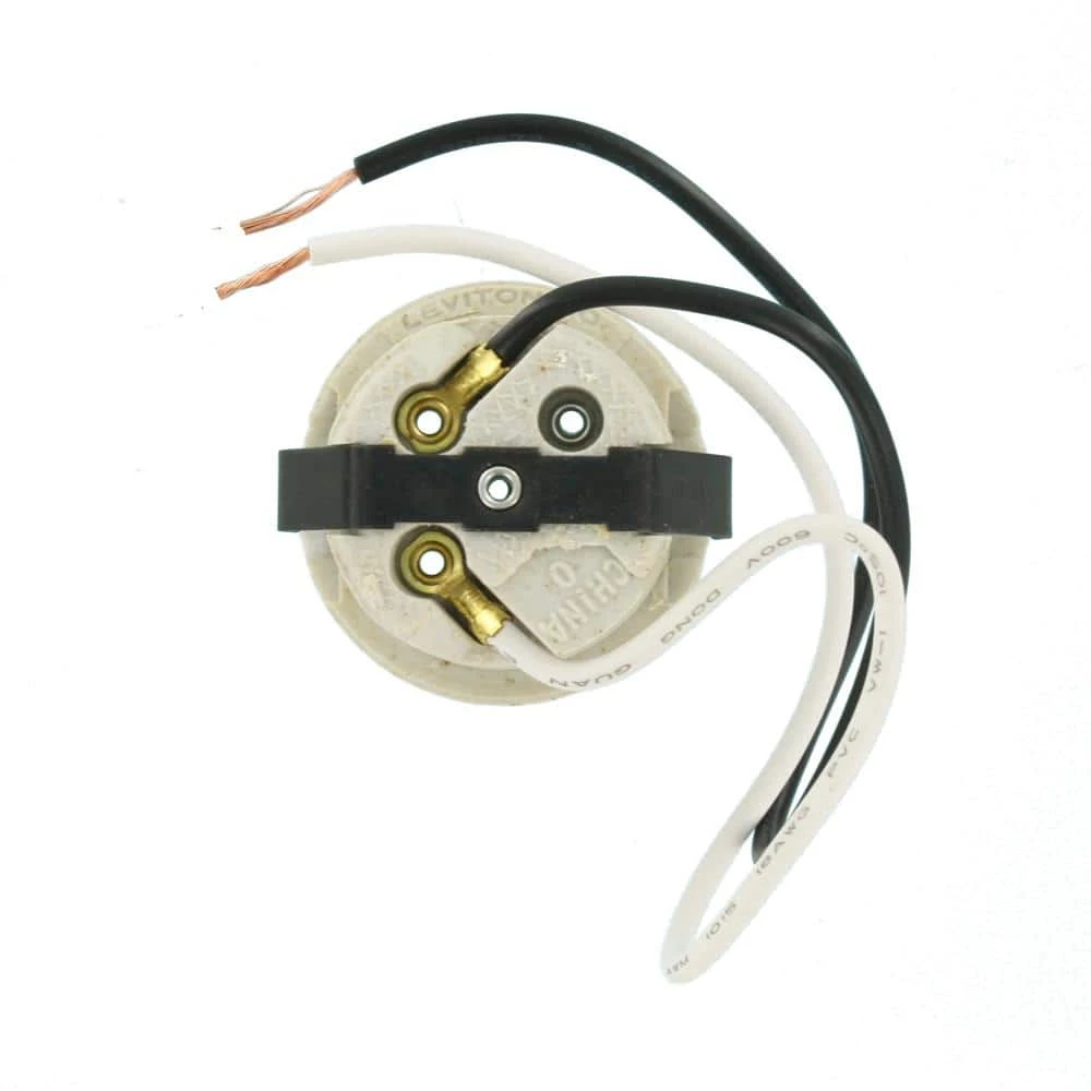 660W Medium Base with Brass Screw Shell Porcelain Incandescent Lampholder, White by Leviton 4 660W Medium Base with Brass Screw Shell Porcelain Incandescent Lampholder, White by Leviton - Image 4