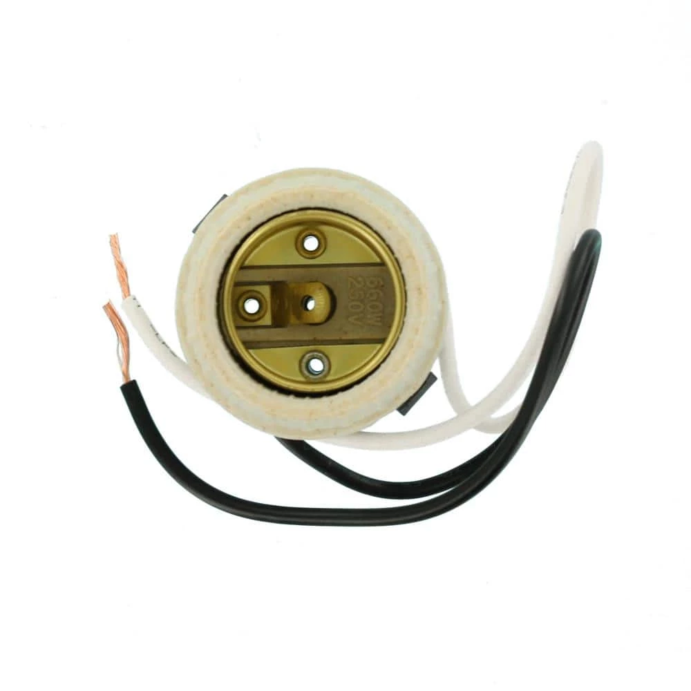 660W Medium Base with Brass Screw Shell Porcelain Incandescent Lampholder, White by Leviton 2 660W Medium Base with Brass Screw Shell Porcelain Incandescent Lampholder, White by Leviton - Image 2