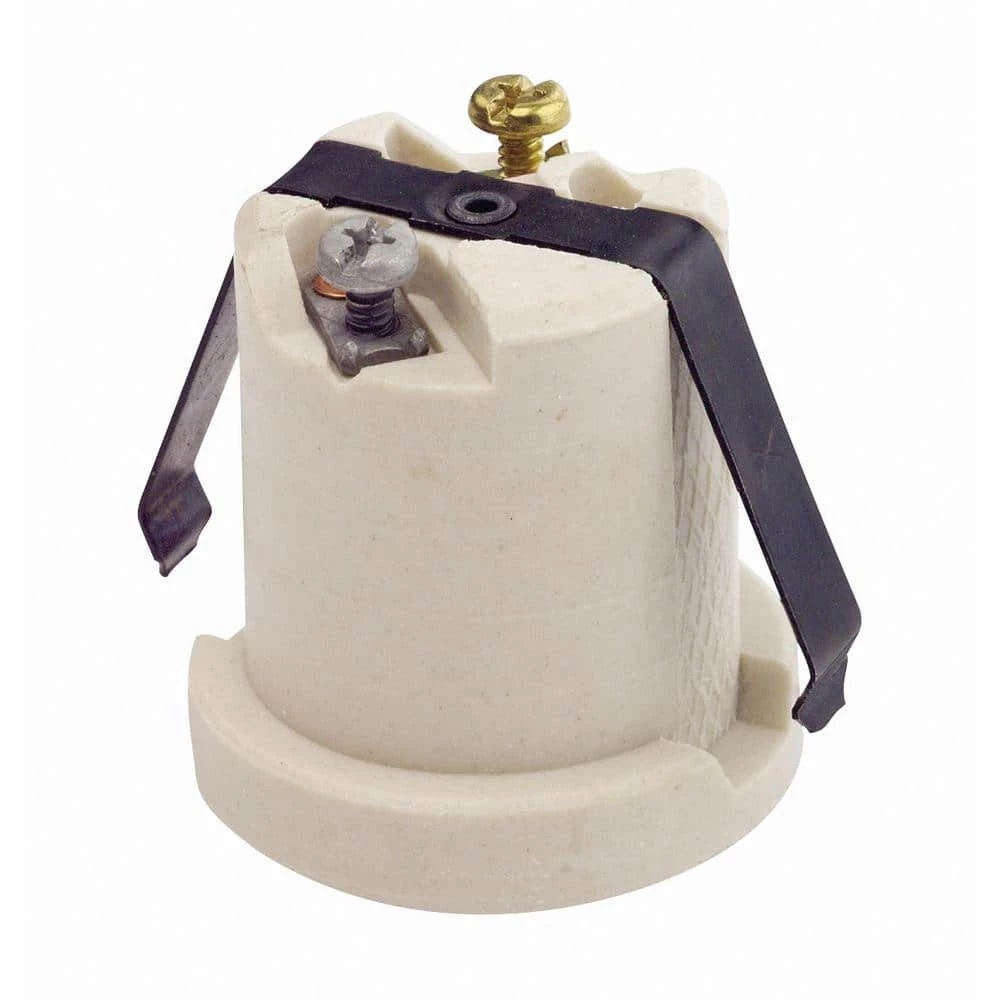 660W Medium Base One-Piece Single Circuit Keyless Front Mount Unglazed Porcelain Incandescent Lampholder, White by Leviton 1 660W Medium Base One-Piece Single Circuit Keyless Front Mount Unglazed Porcelain Incandescent Lampholder, White by Leviton