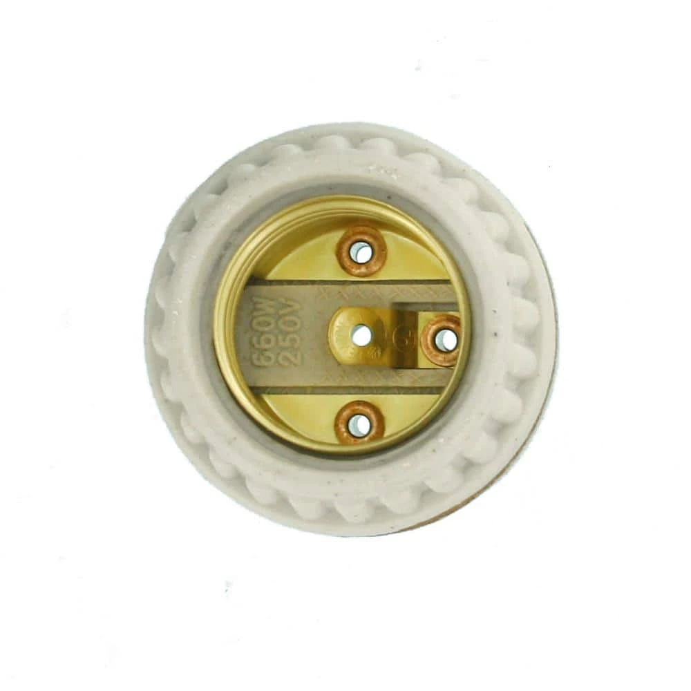 660W Medium Base Two-Piece Single Circuit Keyless Ring-Type Unglazed Porcelain Incandescent Lampholder, White by Leviton 2 660W Medium Base Two-Piece Single Circuit Keyless Ring-Type Unglazed Porcelain Incandescent Lampholder, White by Leviton - Image 2