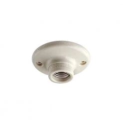 660 Wat Medium Base One-Piece Single Circuit Keyless Ceiling Mount Glazed Porcelain Incandescent Lampholder, White by Leviton