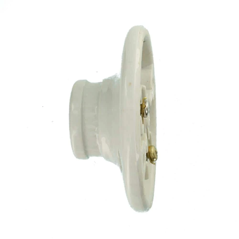 660 Wat Medium Base One-Piece Single Circuit Keyless Ceiling Mount Glazed Porcelain Incandescent Lampholder, White by Leviton 4 660 Wat Medium Base One-Piece Single Circuit Keyless Ceiling Mount Glazed Porcelain Incandescent Lampholder, White by Leviton - Image 4
