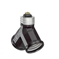 660-Watt Double Light Socket Adapter, Brown by Leviton