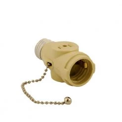660-Watt 15 Amp 2-Outlet Socket Adapter with Pullchain, Ivory by Leviton
