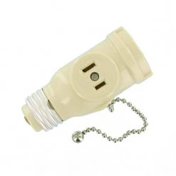 660-Watt 15 Amp 2-Outlet Socket Adapter with Pullchain, Ivory by Leviton -FANIMATION Shop leviton lamp sockets 1406 i c3 1000