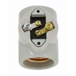 660W Medium Base One-Piece Single Circuit Keyless Glazed Porcelain Dual Socket Incandescent Lampholder, White by Leviton