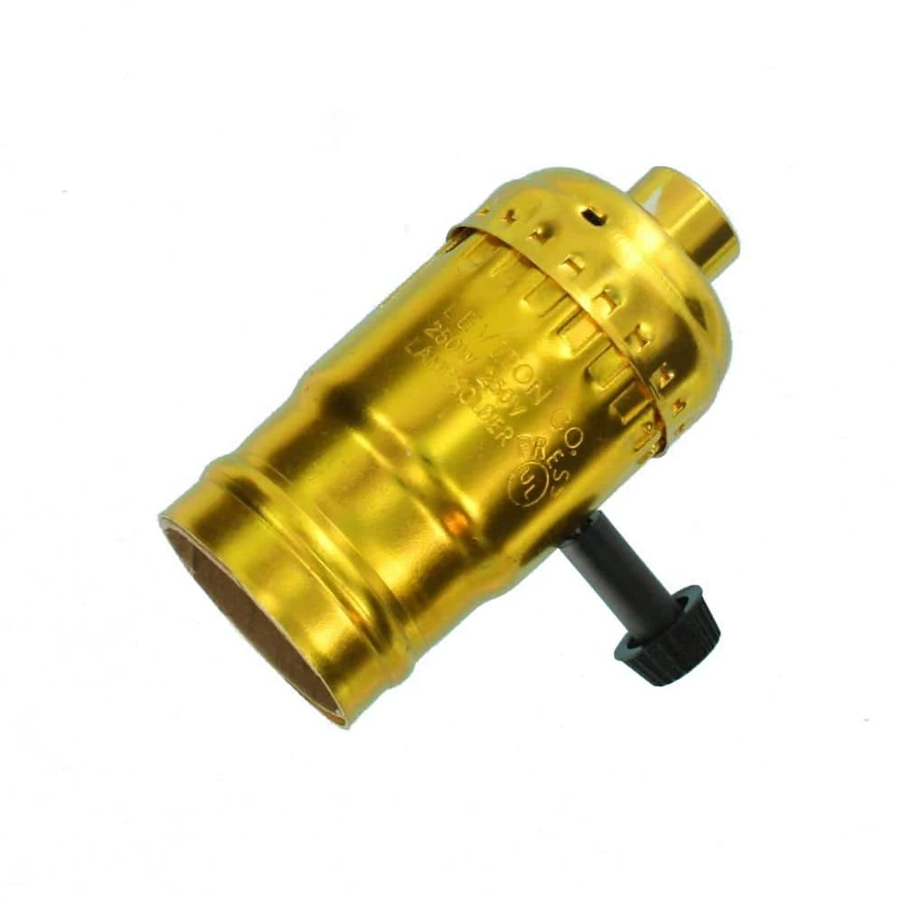 250W Medium Base 2-Circuit Turn Knob Aluminum Shell Incandescent Lampholder (Controls 2 Sockets), Brass by Leviton 3 250W Medium Base 2-Circuit Turn Knob Aluminum Shell Incandescent Lampholder (Controls 2 Sockets), Brass by Leviton - Image 3