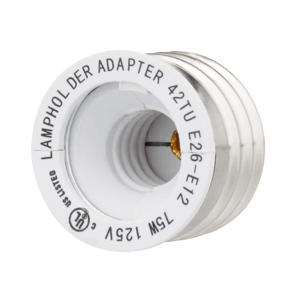 75-Watt Incandescent/CFL/LED Thermoplastic Lampholder Adaptor Medium to Candelabra, White (2-Pack) by Leviton 5 75-Watt Incandescent/CFL/LED Thermoplastic Lampholder Adaptor Medium to Candelabra, White (2-Pack) by Leviton - Image 5