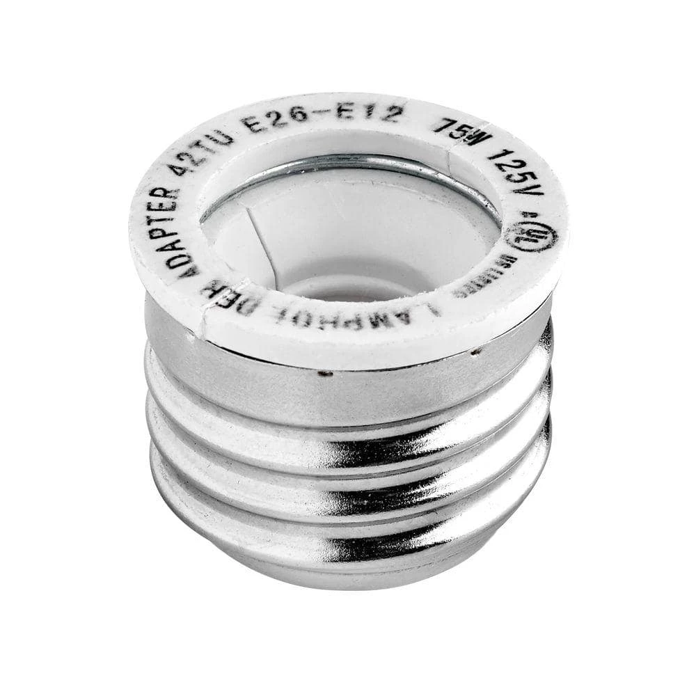 75-Watt Incandescent/CFL/LED Thermoplastic Lampholder Adaptor Medium to Candelabra, White (2-Pack) by Leviton 1 75-Watt Incandescent/CFL/LED Thermoplastic Lampholder Adaptor Medium to Candelabra, White (2-Pack) by Leviton