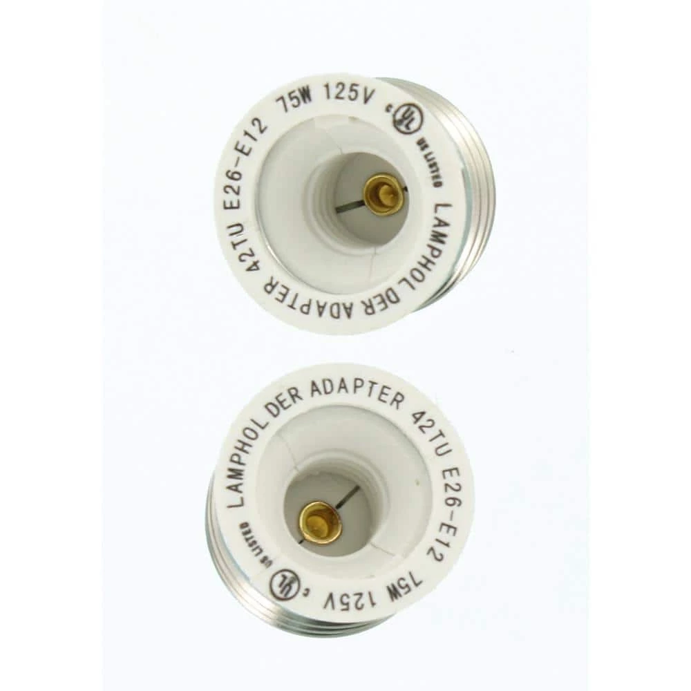 75-Watt Incandescent/CFL/LED Thermoplastic Lampholder Adaptor Medium to Candelabra, White (2-Pack) by Leviton 4 75-Watt Incandescent/CFL/LED Thermoplastic Lampholder Adaptor Medium to Candelabra, White (2-Pack) by Leviton - Image 4