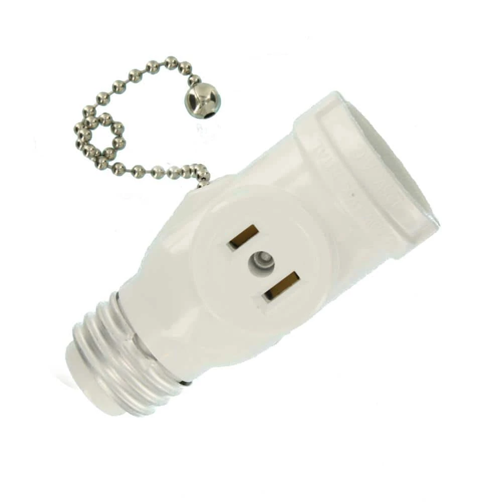 2-Outlet White Socket with Pull Chain by Leviton 5 2-Outlet White Socket with Pull Chain by Leviton - Image 5