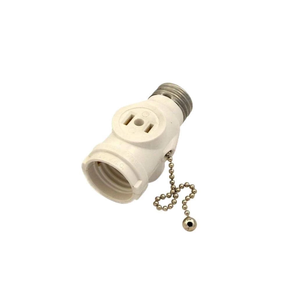 2-Outlet White Socket with Pull Chain by Leviton 6 2-Outlet White Socket with Pull Chain by Leviton - Image 6