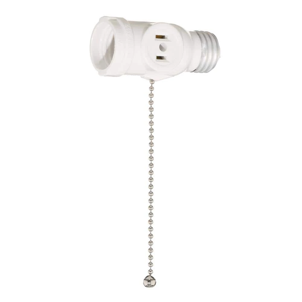 2-Outlet White Socket with Pull Chain by Leviton 2 2-Outlet White Socket with Pull Chain by Leviton - Image 2