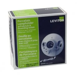 Glazed Porcelain Lamp Holder with Pull Chain and Outlet by Leviton -FANIMATION Shop leviton lamp sockets r60 09726 00c fa 1000