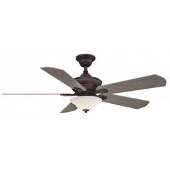 Camhaven v2 52 in. Integrated LED Matte Greige Ceiling Fan with Frosted White Glass Bowl Light Kit and Remote Control by FANIMATION