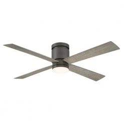 Kwartet 52 in. Indoor/Outdoor Matte Greige with Weathered Wood Blades Ceiling Fan with Light Kit by FANIMATION
