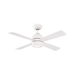 Kwad 44 in. Integrated LED Matte White Ceiling Fan with Opal Frosted Glass Light Kit and Remote Control by FANIMATION