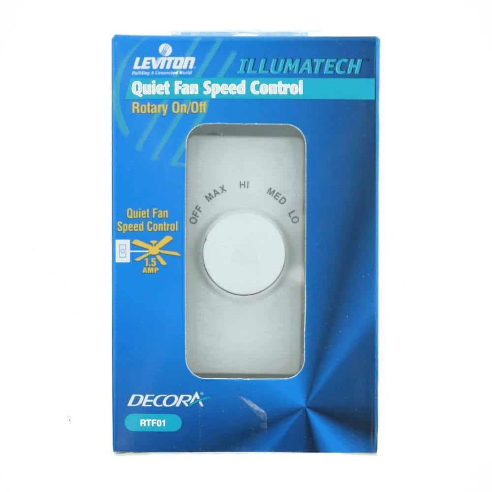 1.5 Amp Decora Single Pole Rotary Step Fan Speed Control, White with Ivory and Light Almond Color Faces Included by Leviton 3 1.5 Amp Decora Single Pole Rotary Step Fan Speed Control, White with Ivory and Light Almond Color Faces Included by Leviton - Image 3
