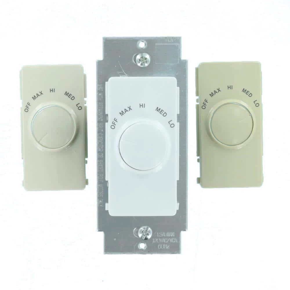 1.5 Amp Decora Single Pole Rotary Step Fan Speed Control, White with Ivory and Light Almond Color Faces Included by Leviton 2 1.5 Amp Decora Single Pole Rotary Step Fan Speed Control, White with Ivory and Light Almond Color Faces Included by Leviton - Image 2