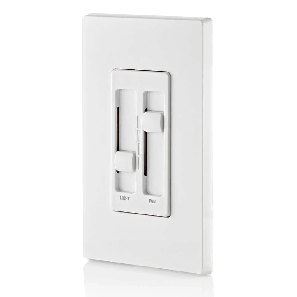 SureSlide 1.5 Amp Fan 120-Volt Dual Quiet Fan and Light Control for 150-Watt LED, 300-Watt Incandescent/Halogen, White by Leviton 6 SureSlide 1.5 Amp Fan 120-Volt Dual Quiet Fan and Light Control for 150-Watt LED, 300-Watt Incandescent/Halogen, White by Leviton - Image 6